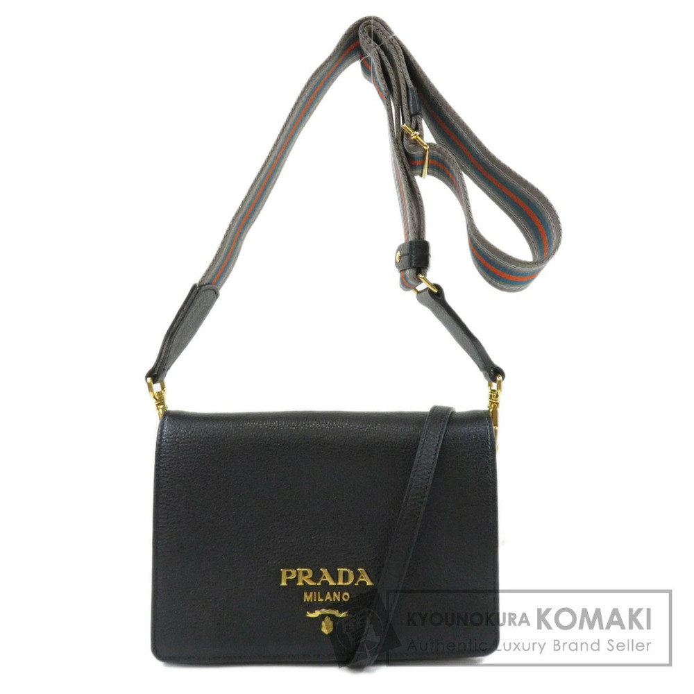 Prada Milano shoulder bag black leather striped web